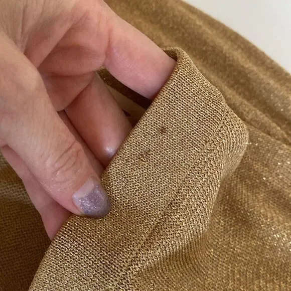 BCBG Gold Metallic Sweater Knit Halter Midi Dress Size Large - Picture 10 of 13